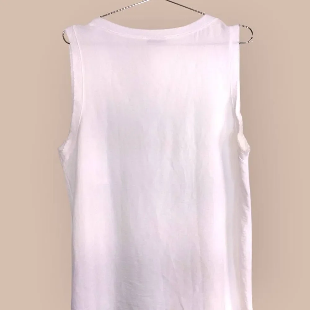 Jodifl Womens Top Sz L V Neck Sleeveless White Lightweight Relaxed Casual Preppy - Picture 5 of 8